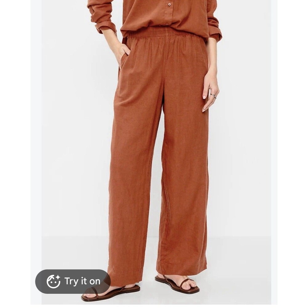 Old Navy Women’s High Waisted Linen-blend Super Wide-leg Pants XXL